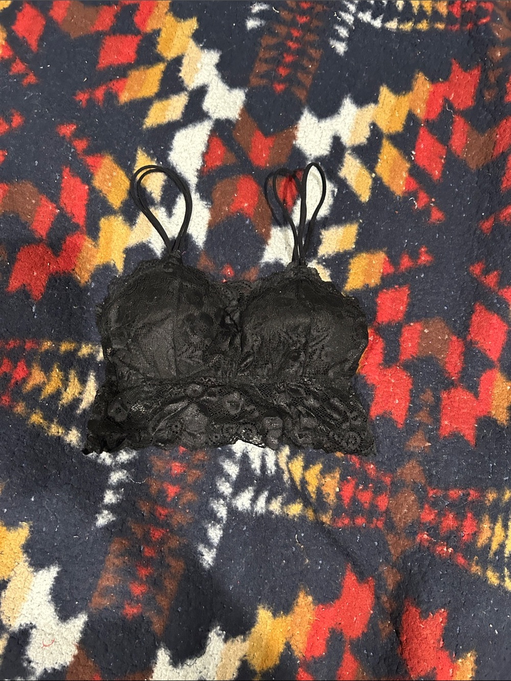 Lace Crop Bralette with Adjustable Straps - Black